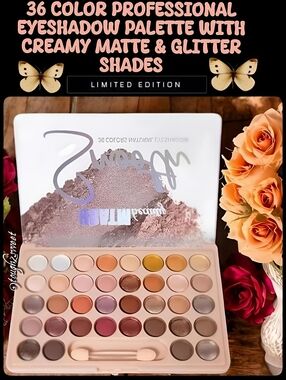 🆕️36 COLOR PROFESSIONAL EYESHADOW PALETTE WITH CREAMY MATTE & GLITTER SHADES
